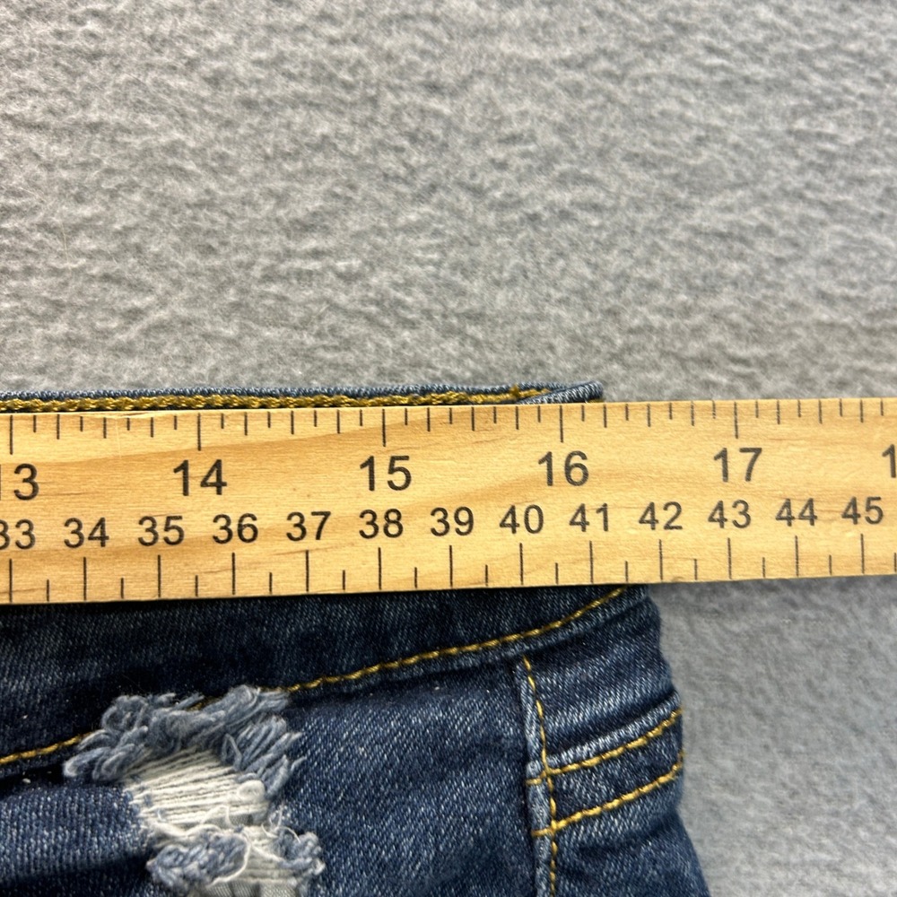 Mudd Denim Shorts Womens 13 Distressed Raw Hem Stretch Blue Cutoff Jean Summer - Picture 4 of 8